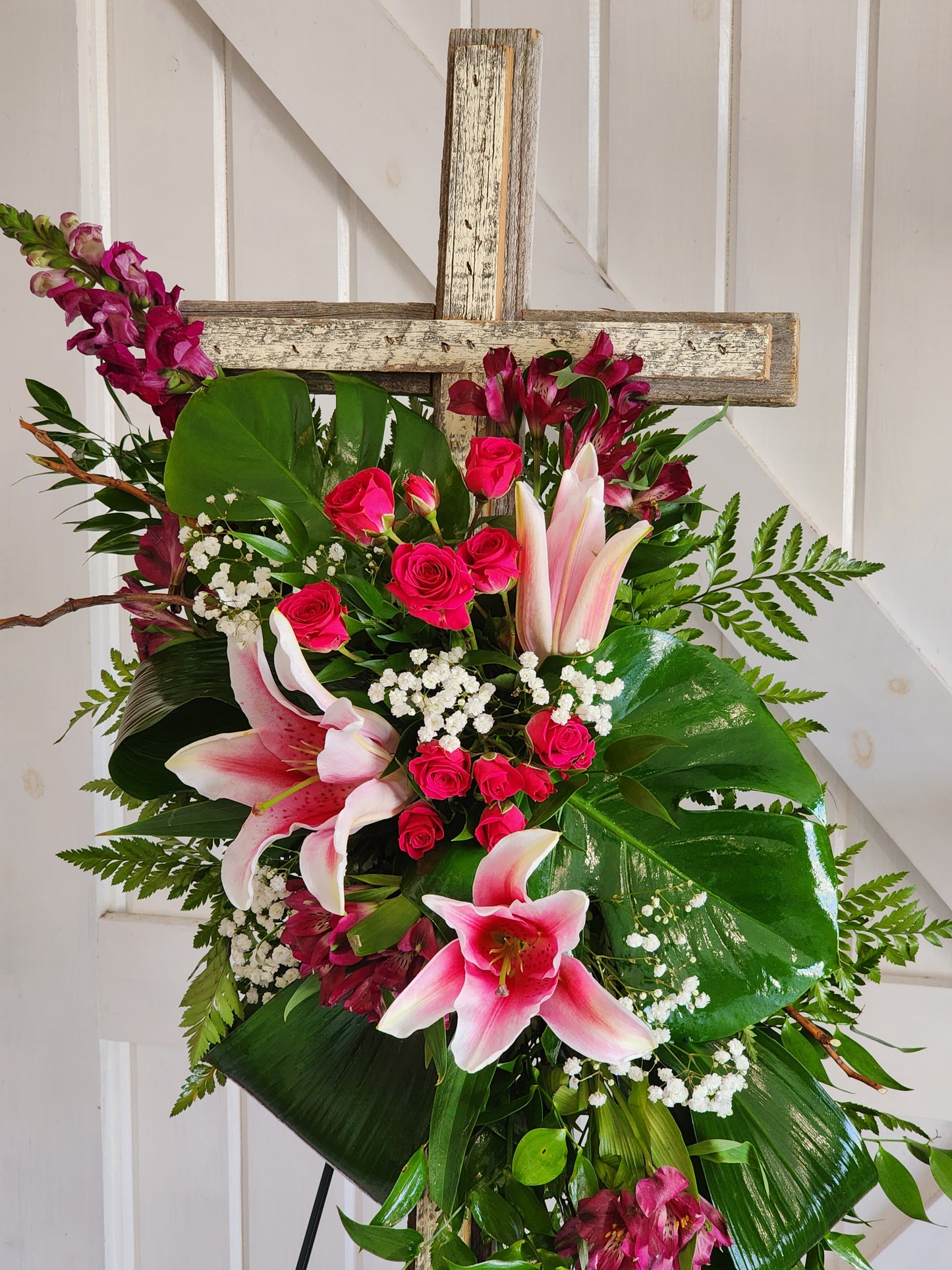 Wooden Cross Floral Arrangement