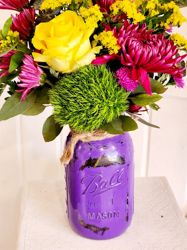 Purple Passion Mason Jar Arrangement