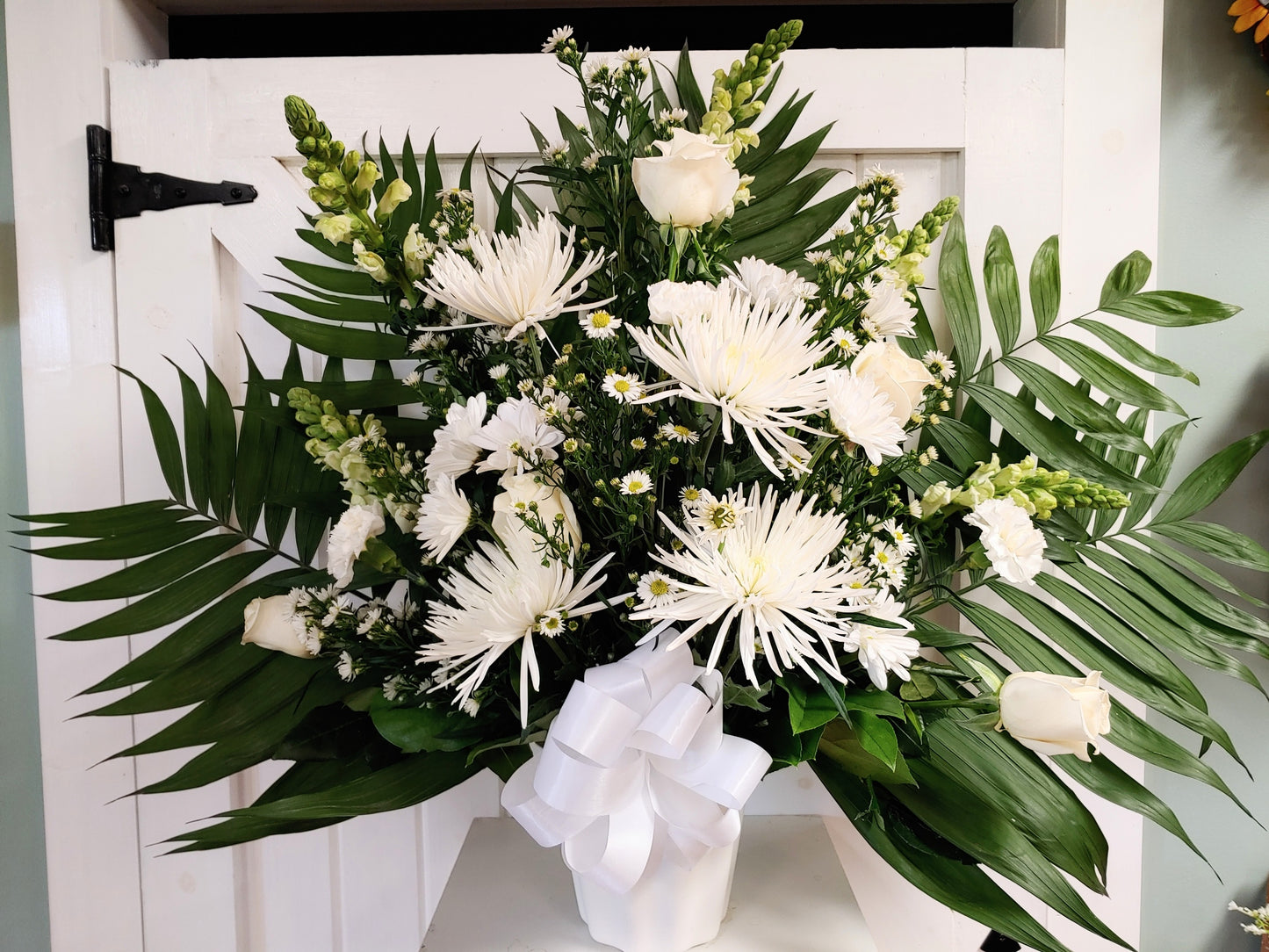 White Floor Basket Memorial Sympathy