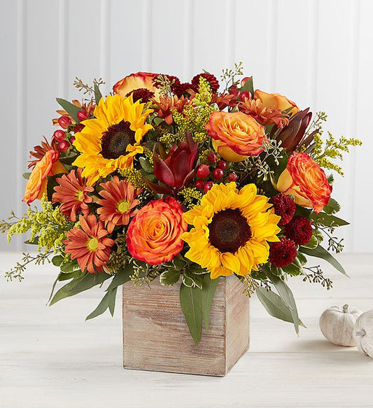 Fall Harvest Rustic Box Arrangement