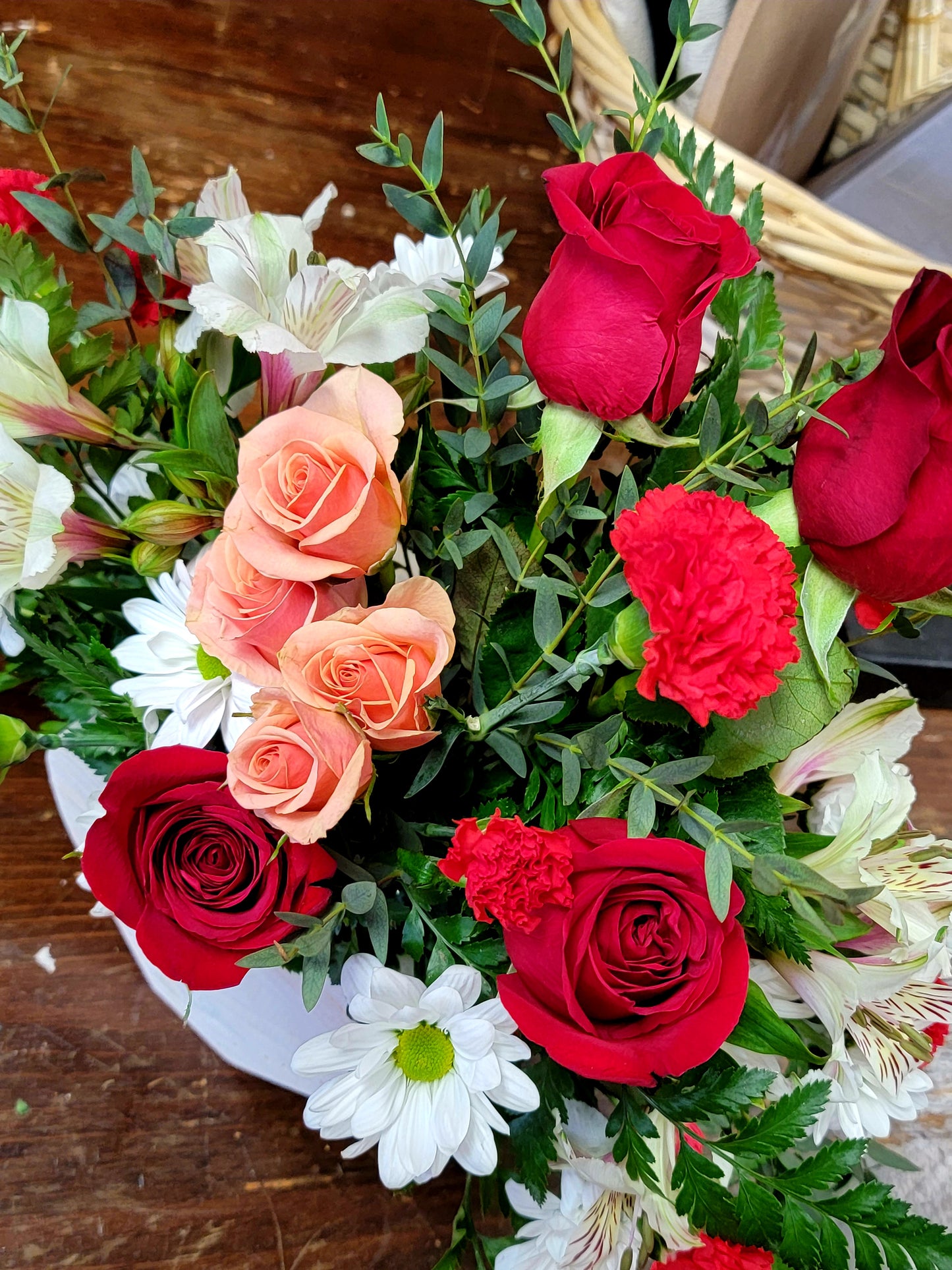 Two Hearts Wood Box Arrangement
