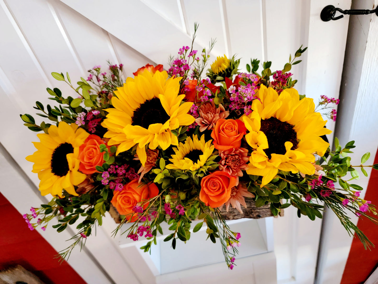 Barn Wood Box Bouquet Arrangement