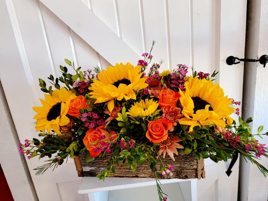 Fresh Flower Barn Wood Box Arrangement