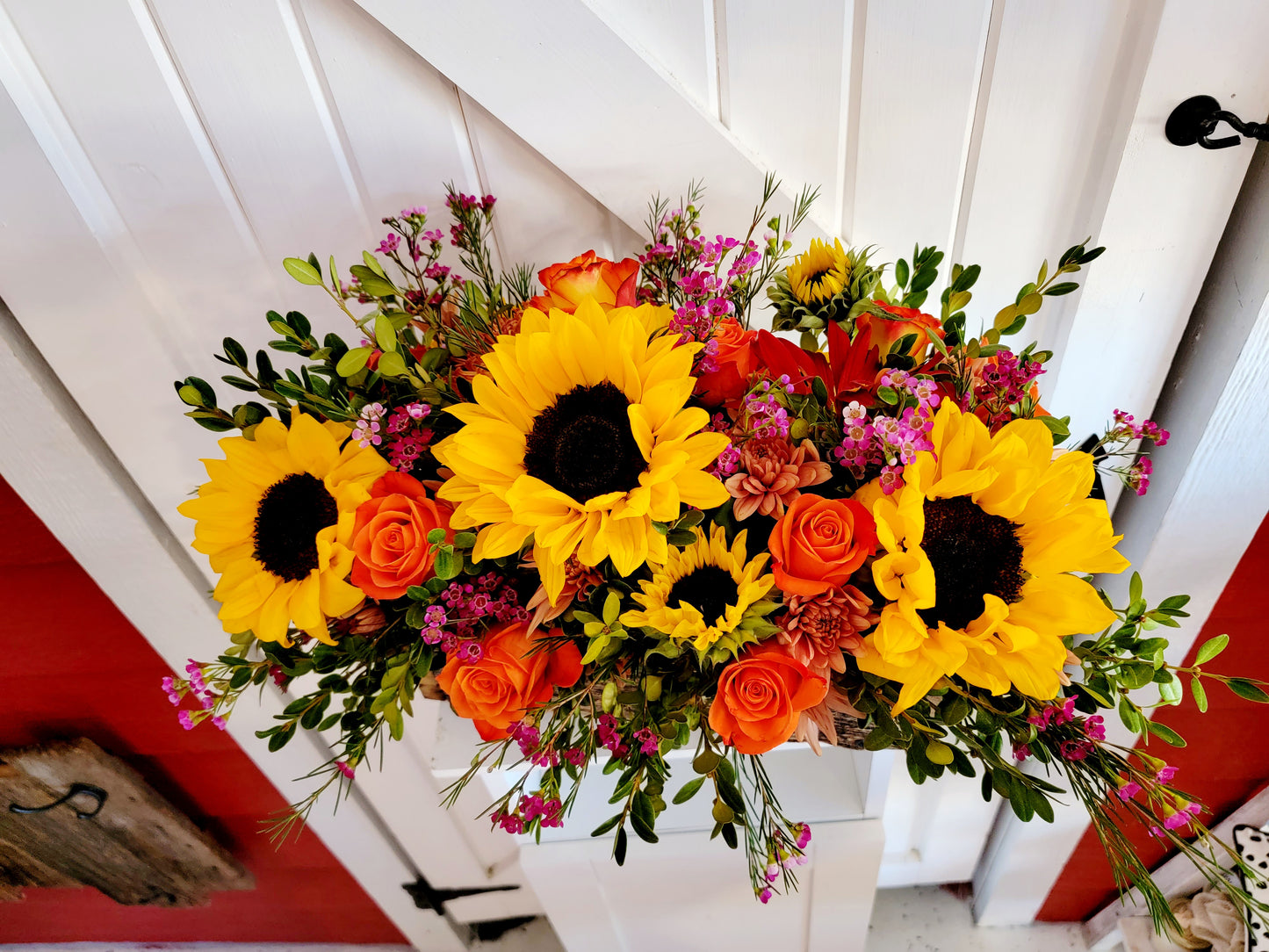 Fresh Flower Barn Wood Box Arrangement