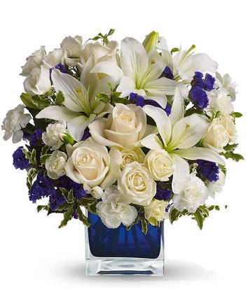 White And Blue Serenity Arrangement