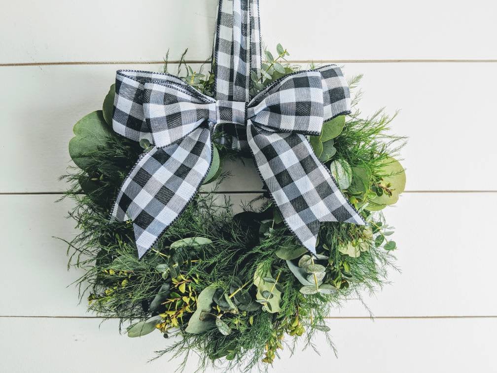 Buffalo Check Wreath / Christmas Wreath / Farmhouse Wreath / Front