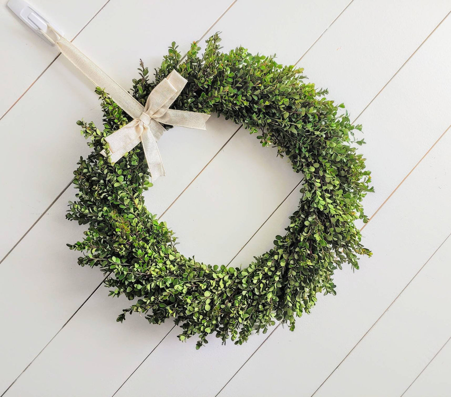 Fresh Boxwood Wreath For Window Or Door With White Bow, Farmhouse Wreath, Rustic Wreath, Green Wreath, Small Mini Wreath, Wedding Wreath