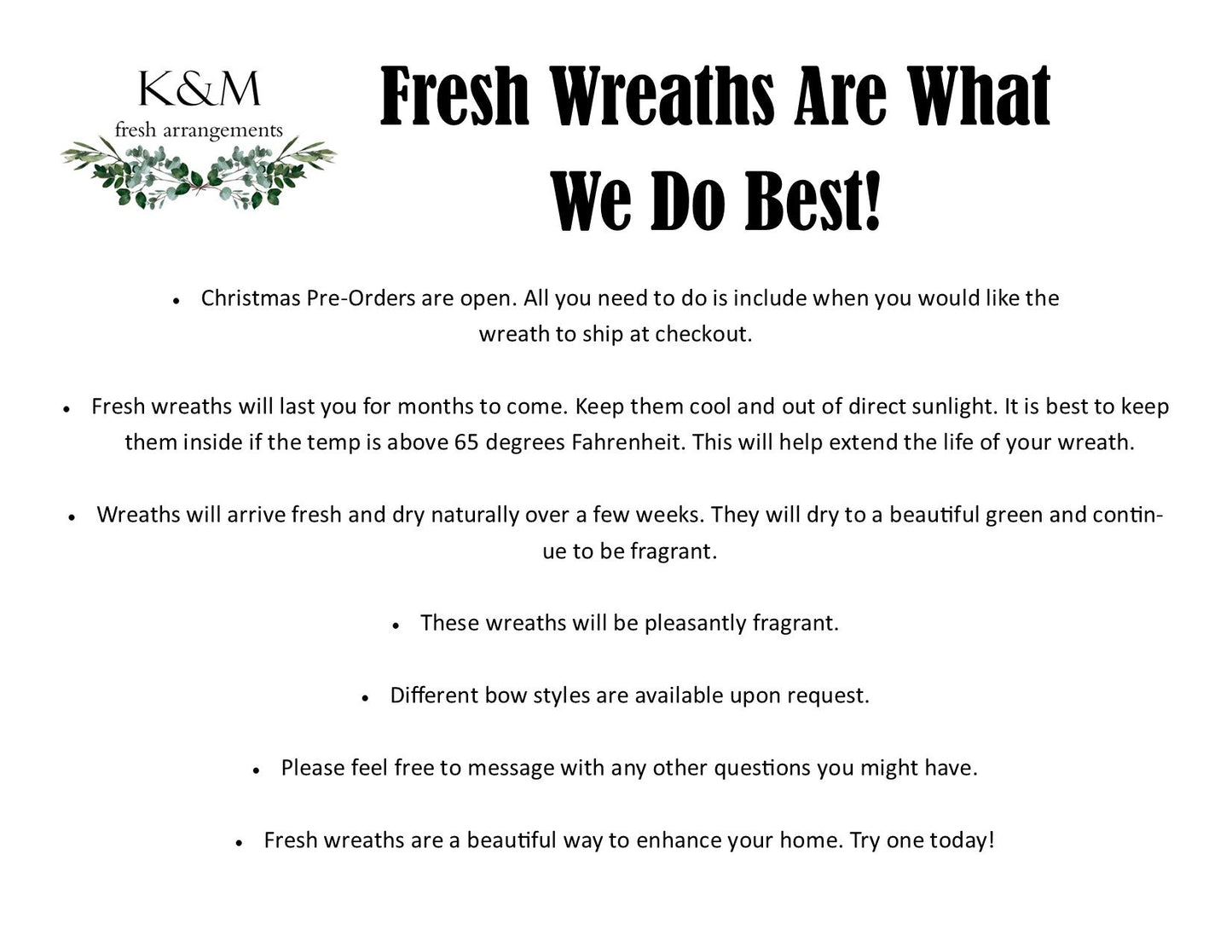 Fresh Eucalyptus Boxwood Wreath With White Bow and Babies Breath Flowers, Green Wreath, Farmhouse Wreath, Rustic Wreath, Wedding Wreath