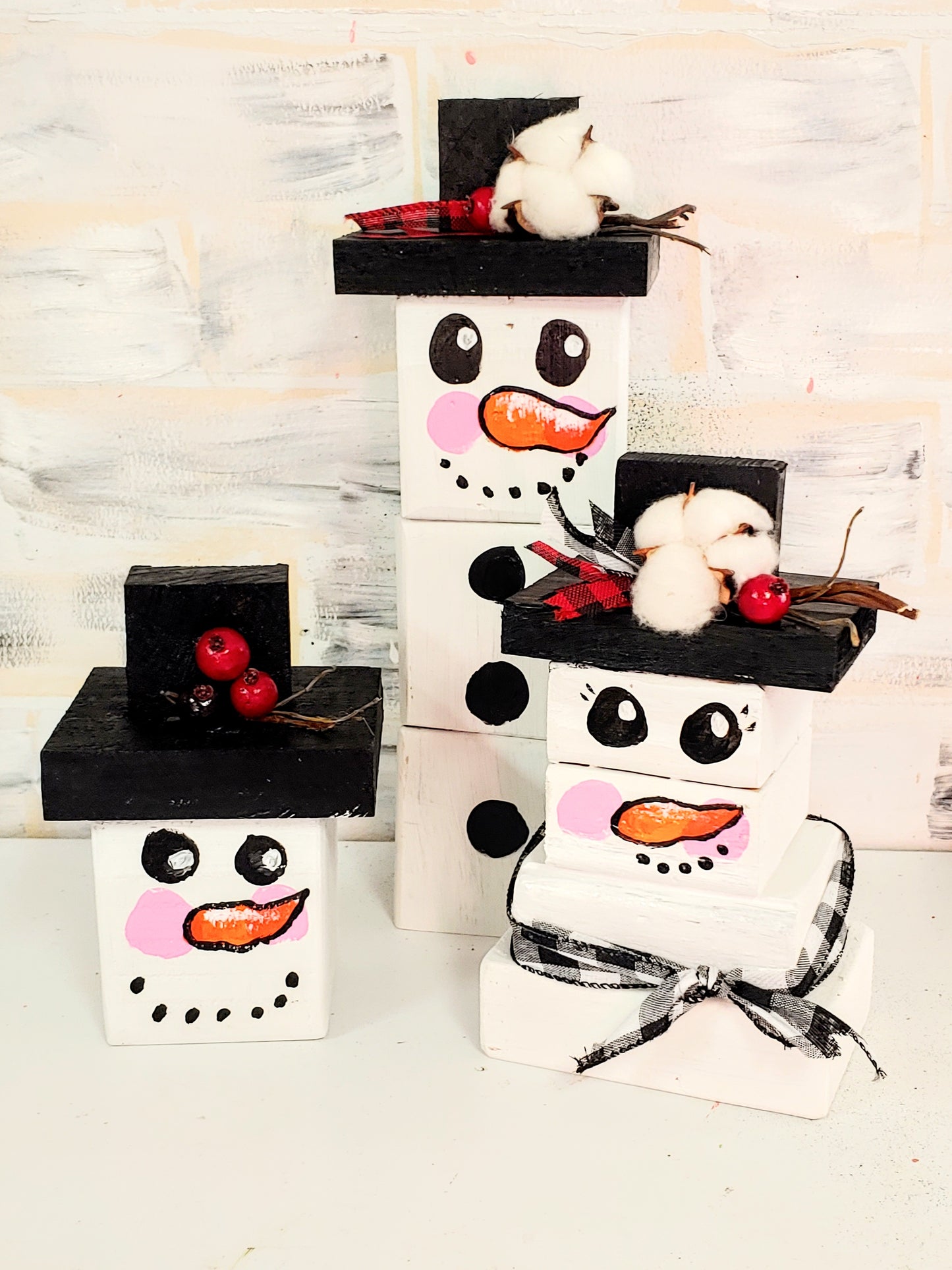 Rustic Wood Snowman 3 piece Family