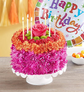 Fresh Flower Birthday Cake With Candles