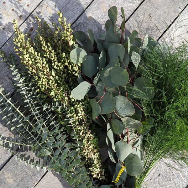 Fresh Eucalyptus Boxwood Wreath With White Bow and Babies Breath Flowers, Green Wreath, Farmhouse Wreath, Rustic Wreath, Wedding Wreath